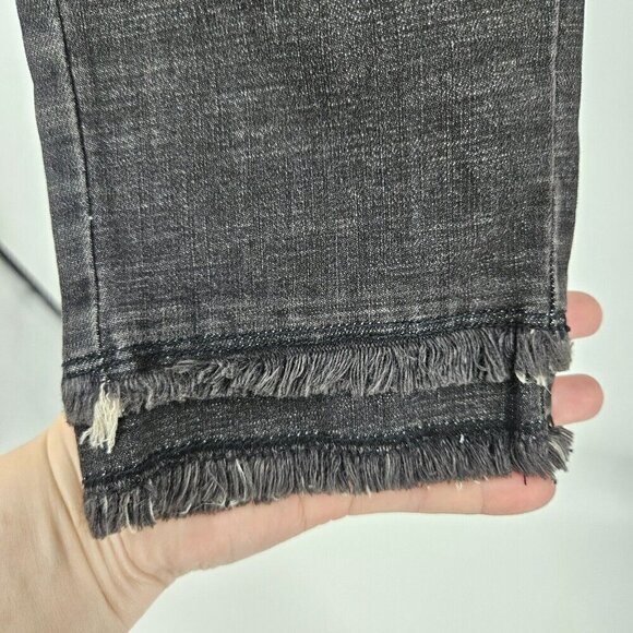 Joseph Ribkoff Rhinestone Frayed Skinny Jeans Washed Black Women’s Size 8 Artsy - Picture 6 of 13